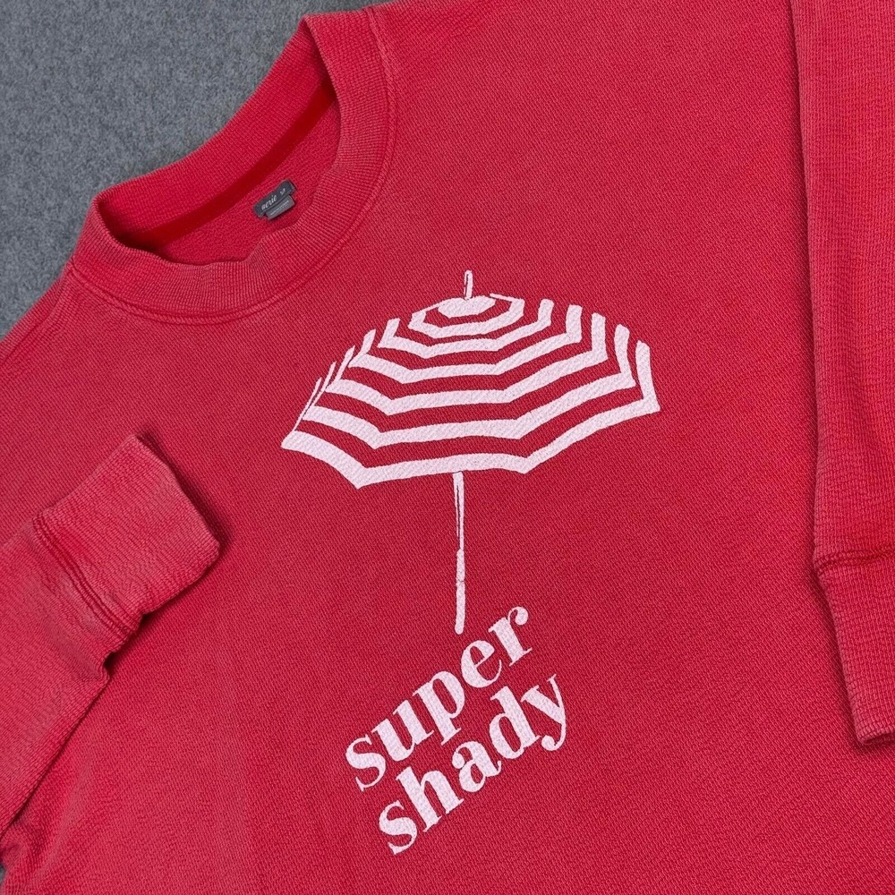 Aerie Coral Super‎ Shady Crewneck Oversized Sweatshirt Beach Women's Size Small